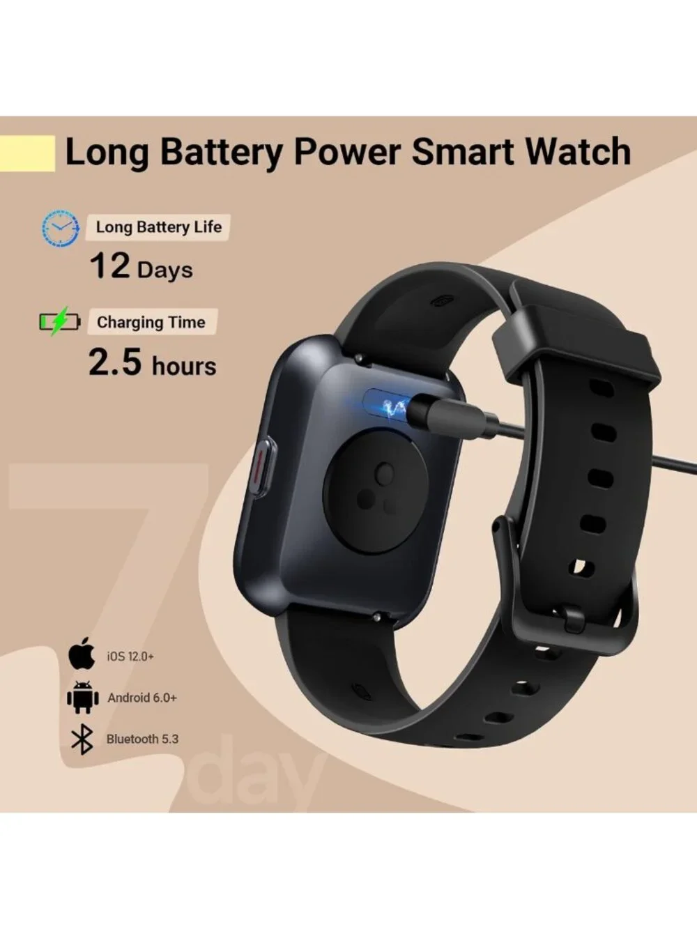 Stylish 1.8'' Fitness Tracker Smartwatch for All, Waterproof, Heart Rate